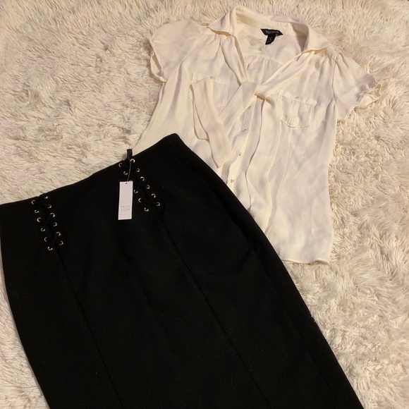 Brand new WHBM silk blouse & black pencil skirt - Picture 1 of 2